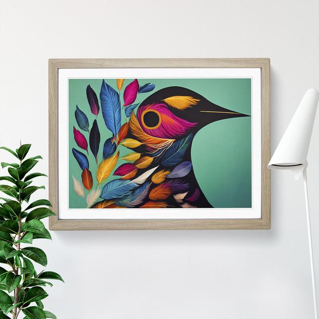 Luminous Bird Abstract - Single Picture Frame Print Latitude Vive Size: 34cm H x 46cm W x 2cm D, Frame Colour: Oak on Productcaster.