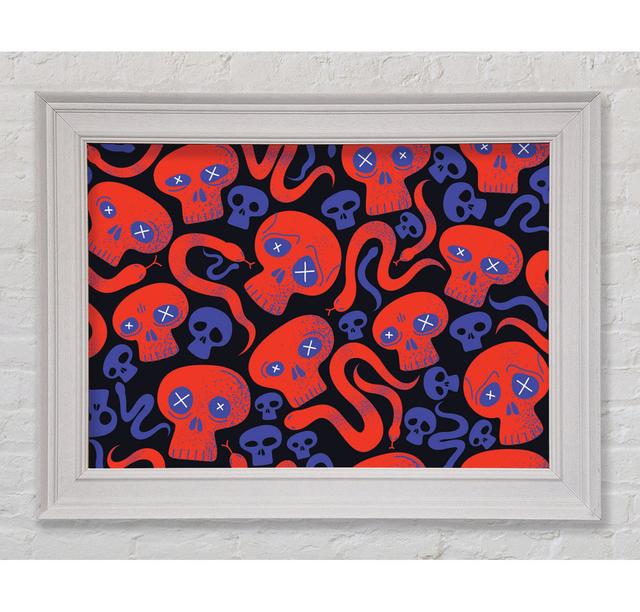 Red Skull And Snakes Framed Print Happy Larry Size: 84.1cm H x 142.2cm W x 8cm D on Productcaster.