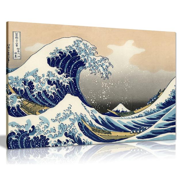 The Great Wave Off Kanagawa by Katsushika Hokusai - Wrapped Canvas Painting Rosalind Wheeler Size: 61cm H x 91cm W on Productcaster.