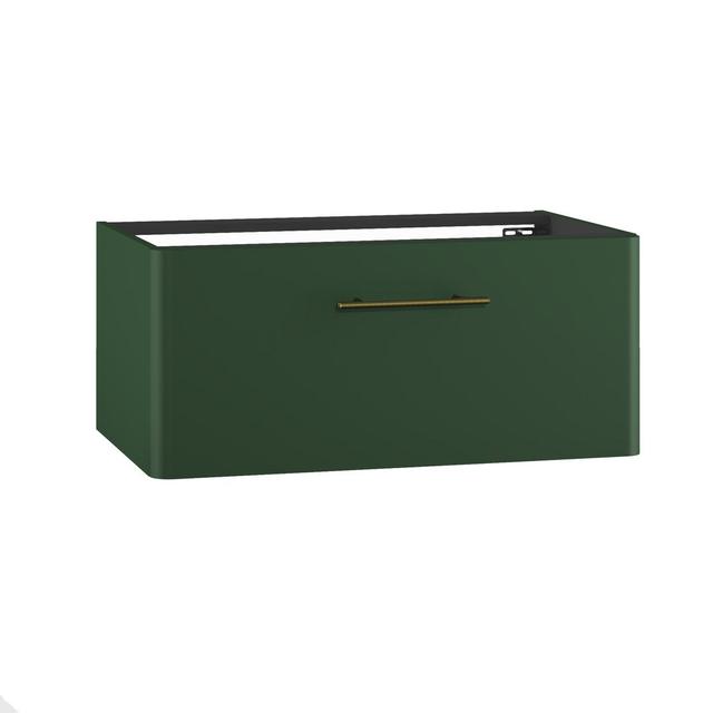 Ashaunie 81cm Wall Mounted Vanity Unit Base 17 Stories Base Finish: Conifer Green Supermatt/Gold on Productcaster.