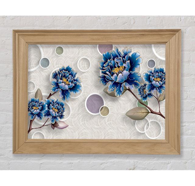 Blue Stunning Flower Circles - Single Picture Frame Art Prints Bright Star Size: 84.1cm H x 142.2cm W x 8cm D on Productcaster.