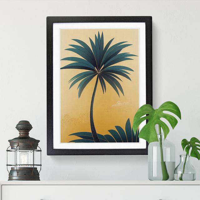 Palm Tree Art Deco Style - Single Picture Frame Print 17 Stories Size: 64cm H x 46cm W x 2cm D, Frame Option: Black on Productcaster.