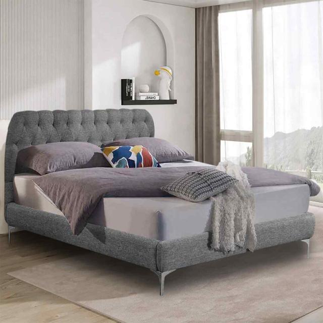 Pietro Bed Super King Plush Velvet Pink Envisage Trade Size: Double (4'6), Colour: Grey on Productcaster.