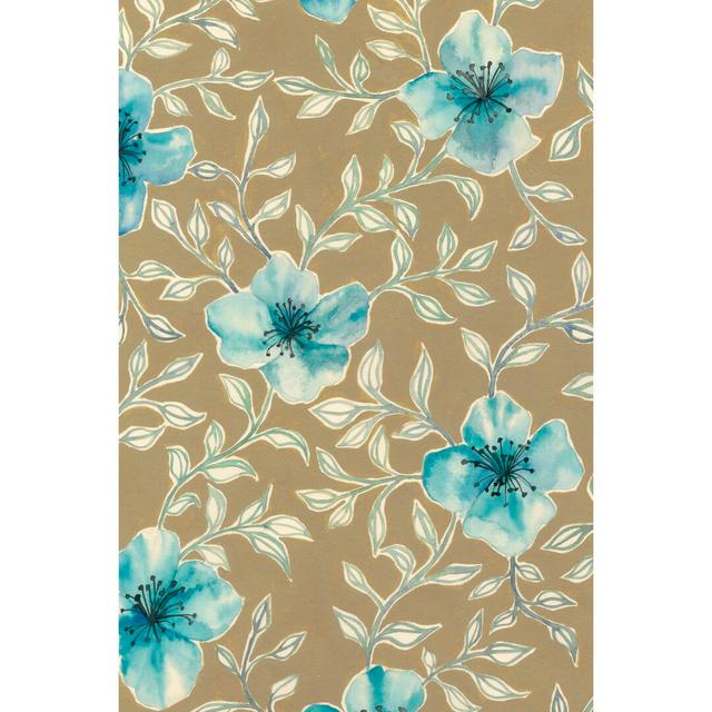 Gilded Blue Flowers I by Grace Popp - Wrapped Canvas Painting Rosalind Wheeler Size: 76cm H x 51cm W on Productcaster.