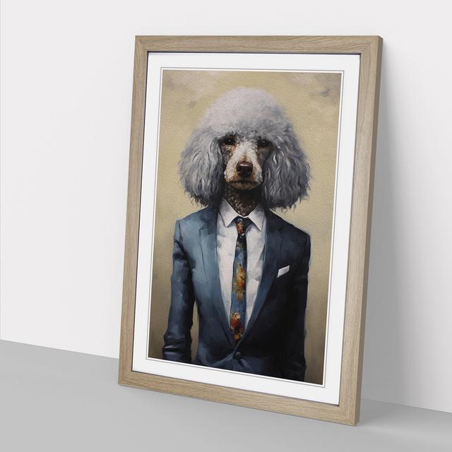 Poodle in a Suit Painting No.5 Happy Larry Format: Oak Framed, Size: 64cm H x 46cm W x 2cm D on Productcaster.