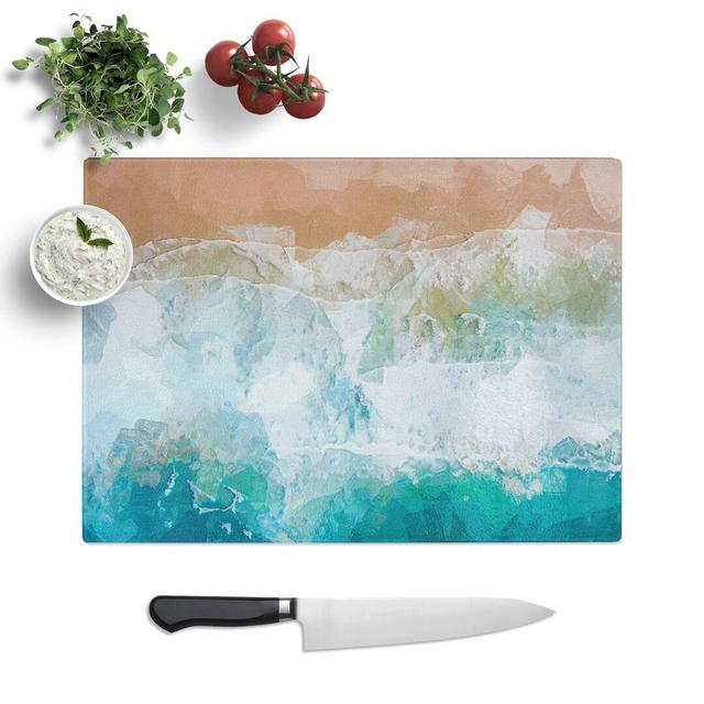 Tempered Glass Beach Waves in Australia Chopping Board East Urban Home Size: 28.5 cm W x 20 cm L on Productcaster.