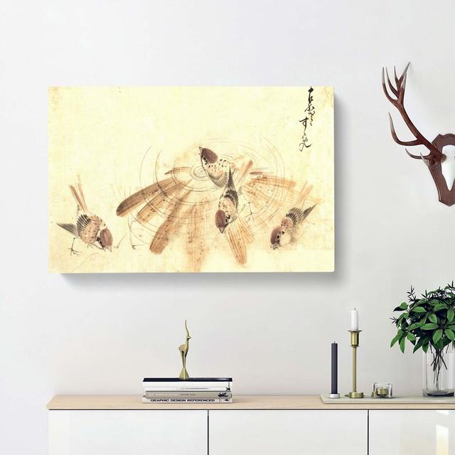 Sparrow Sketch by Katsushika Hokusai - Wrapped Canvas Drawing Print East Urban Home Size: 50cm H x 76cm W x 3cm D on Productcaster.