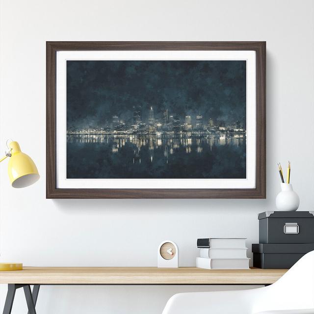 Perth City Skyline Australia at Night - Picture Frame Graphic Art Print East Urban Home Format: Walnut, Size: 33cm H x 45cm W x 2cm D on Productcaster.