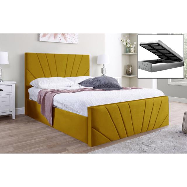 Burgoyne Upholstered Storage Bed Canora Grey Upholstery: Turmeric, Size: UK King (150 x 200 cm) on Productcaster.