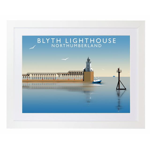 Blyth Lighthouse by Richard O'Neil - Graphic Art Print on Paper East Urban Home Format: White Wood Frame, Size: 33.5 cm H x 43.5 cm W x 2.2 cm D on Productcaster.