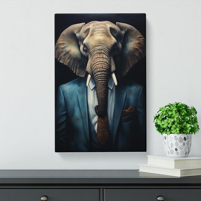 Elephant in a Suit Painting Happy Larry Size: 50cm H x 35cm W x 3cm D on Productcaster.