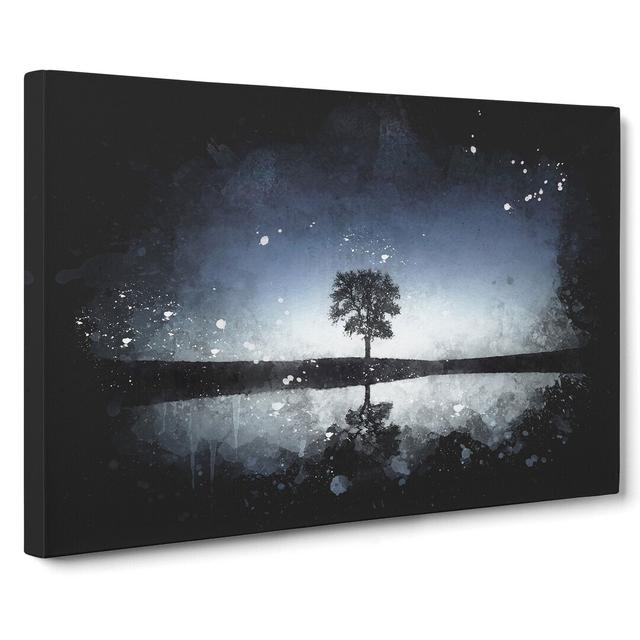 Tree at Dusk Vol.2 Paint Splash - Wrapped Canvas Graphic Art East Urban Home Size: 50cm H x 76cm W x 3cm D on Productcaster.