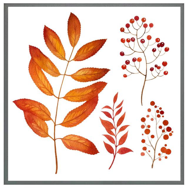 Tasia Orange Autumn Leaves - Single Picture Frame Art Prints ClassicLiving Size: 61cm H x 61cm W x 4cm D, Frame Colour: Grey Framed on Productcaster.