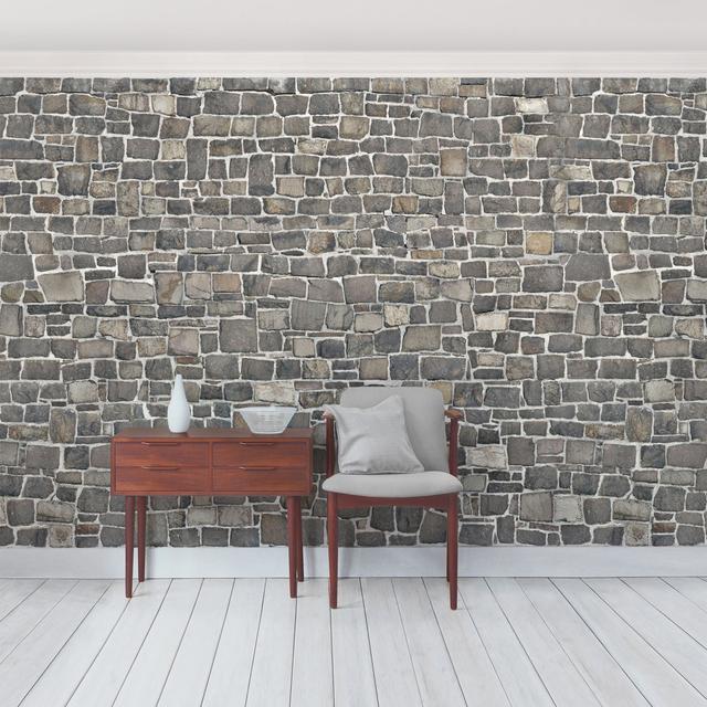 Quarry Stone Natural Stone Wall Wallpaper East Urban Home Size: 4.8m L x 3.2m W, Material: Premium non-woven 150g/m² on Productcaster.