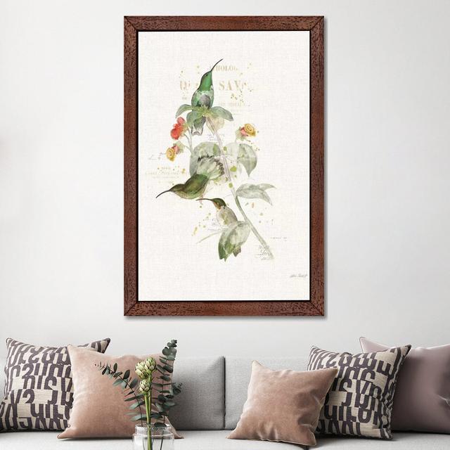 Colourful Hummingbirds III by Katie Pertiet - Print on Canvas East Urban Home Format: Brown Floater Frame, Size: 152.4cm H x 101.6cm W x 3.81cm D on Productcaster.