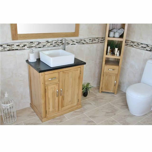 Defreitas 751mm Single Bathroom Vanity with Vessel Ceramic Basin Belfry Bathroom Top Finish: Black on Productcaster.