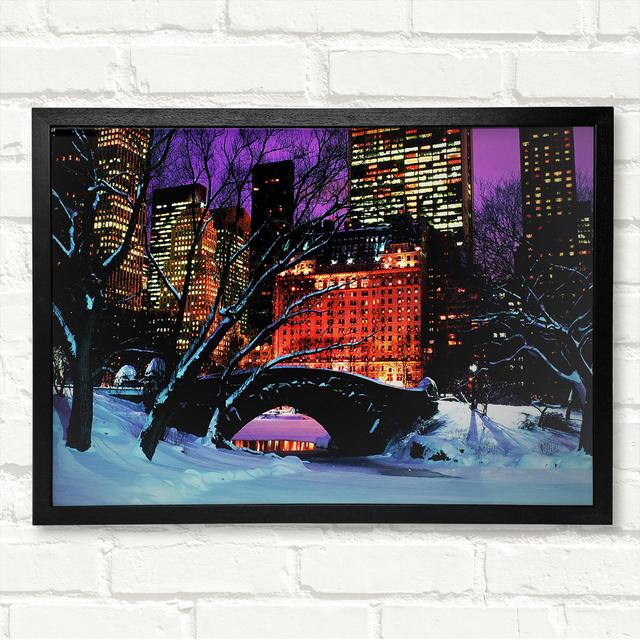 New York City Central Park Night Snow - Closed Corner Frame Art Prints on Wood Latitude Run Size: 21cm H x 29.7cm W on Productcaster.