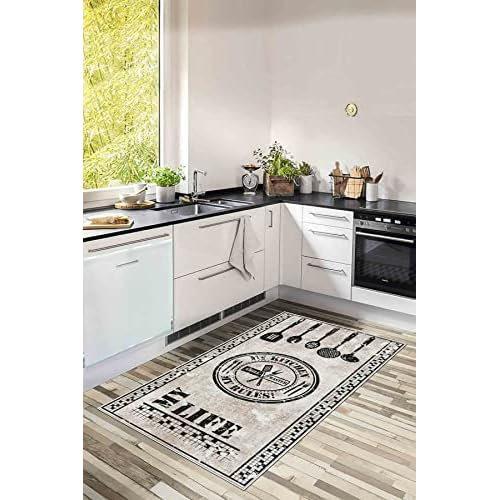 Grey Fork spoon and artchen written Soft Machine Washable Stain ResistantCarpet Ivy Bronx Rug Size: Rectangle 100 x 150cm on Productcaster.