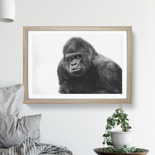 A Silverback Gorilla - Picture Frame Painting Print East Urban Home Size: 40cm H x 60cm W x 2cm D, Format: Oak on Productcaster.