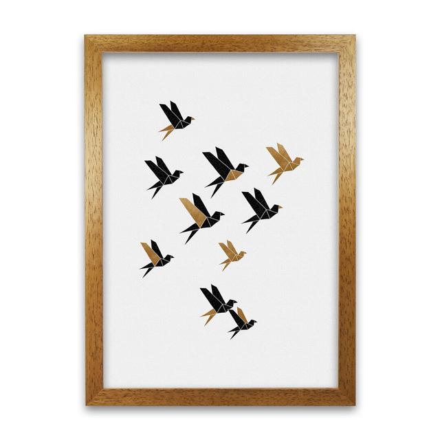 Orara Origami Birds Collage II - Print Brayden Studio Frame Option: Brown Framed, Size: 33cm H x 24cm W x 2cm D on Productcaster.