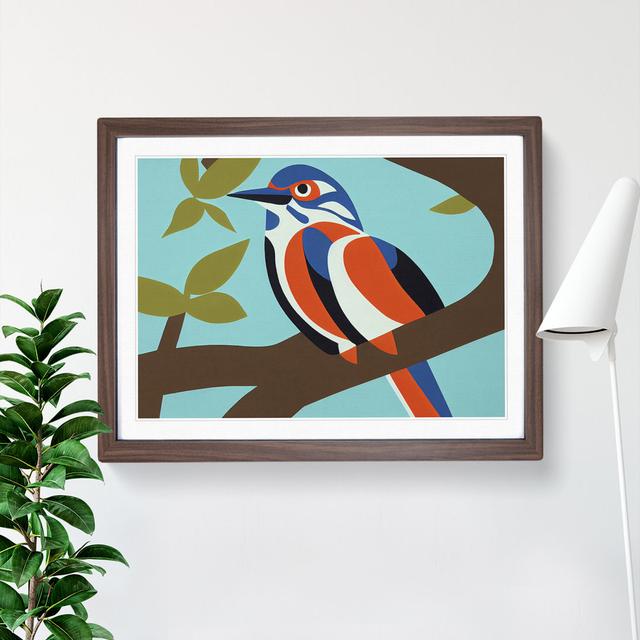 Kingfisher Bird Abstract Vol.2 - Picture Frame Graphic Art ClassicLiving Frame Colour: Walnut, Size: 46cm H x 64cm W x 2cm D on Productcaster.