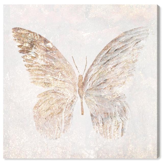 Golden Butterfly Glimmer - Graphic Art Print on Wrapped Canvas East Urban Home Size: 40.6 cm H x 40.6 cm W x 3.8 cm D on Productcaster.