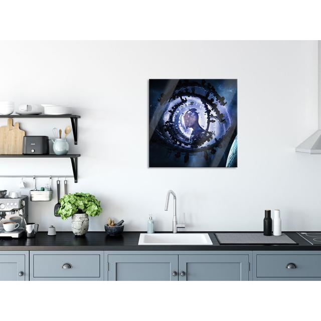 Glasbild Quadratisch | Wandbild Auf Echtglas | Abstraktes Auge Mit Alien Im Weltraum | Inkl. Aufhängung Und Abstandshalter 1 Abstraktes Auge mit Alien on Productcaster.