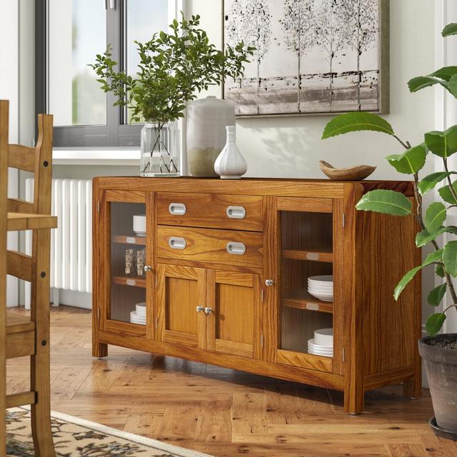 Sideboard made of Walnut Solid Wood with 2 Drawers and 4 Doors in Drawer: Brown by Bloomsbury Market on Productcaster.