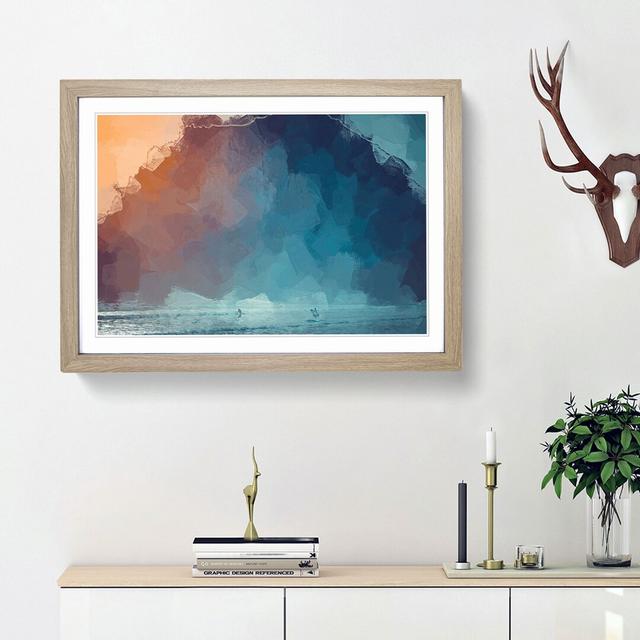 Surfing by Morro Rock in Abstract - Picture Frame Graphic Art Print East Urban Home Size: 36cm H x 48cm W x 2cm D, Frame Option: Oak Framed on Productcaster.