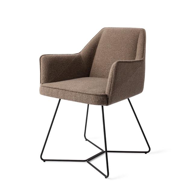 Davyen Polyester Upholstered Metal Armchair Ivy Bronx Leg Colour: Black, Upholstery Colour: Brown on Productcaster.