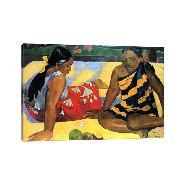 Two Women Sitting by Paul Gauguin - Wrapped Canvas Panoramic Painting ClassicLiving Size: 101.6cm H x 152.4cm W x 3.81cm D on Productcaster.