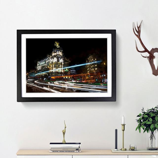 Nigh time in Madrid Spain in Abstract - Picture Frame Graphic Art Print East Urban Home Frame Option: Black Framed, Size: 27cm H x 36cm W x 2cm D on Productcaster.