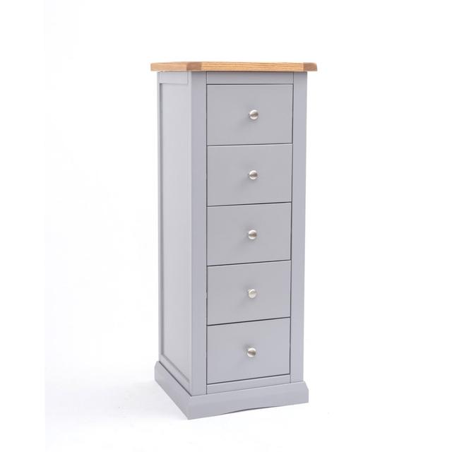 Mincey 5 Drawer 45Cm W Tallboy Marlow Home Co. Colour: Grey/Chrome on Productcaster.