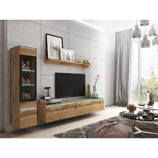 Dorfman wall unit for TVs up to 75" Zipcode Design Colour: Oak on Productcaster.