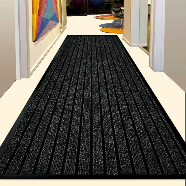 Aumi Rubber Doormat 17 Stories Mat Size: 80cm W x 300cm L, Colour: Black on Productcaster.