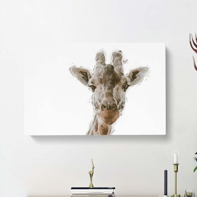 Curious Giraffe in Abstract - Wrapped Canvas Painting Print East Urban Home Size: 60cm H x 91cm W x 3cm D on Productcaster.