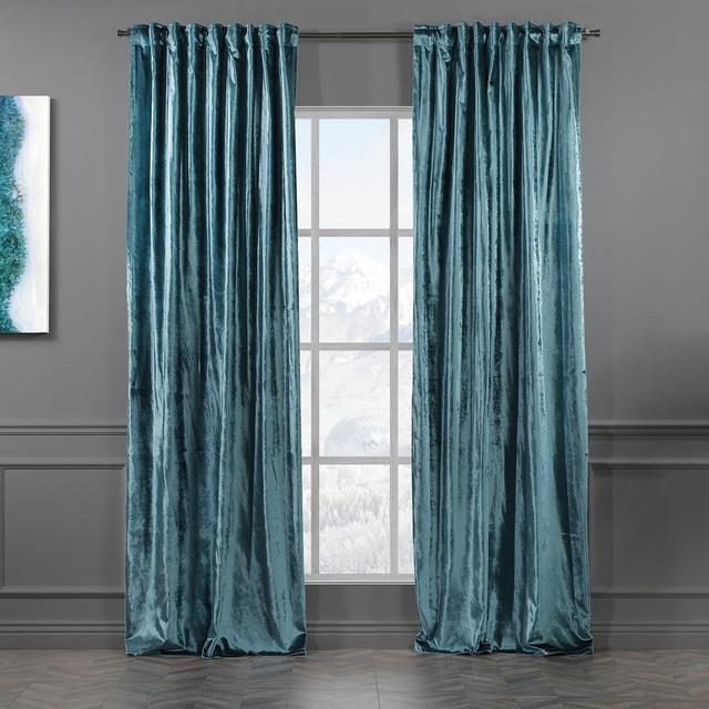 100% Blackout Thermal Extra Long & Extra Wide Shiny Velvet Decorative Curtain Panel Lilijan Home & Curtain Panel Size: 280cm Width x 375cm Drop, Curta on Productcaster.