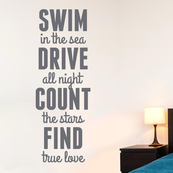 Swim In Sea Drive All Night Count Wall Sticker East Urban Home Size: Large, Colour: Grey on Productcaster.