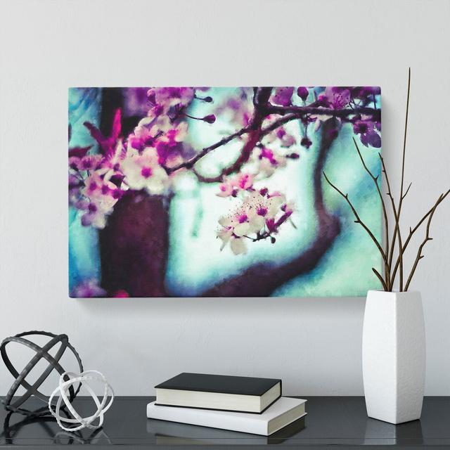 Pink Cherry Blossom Flowers Vol.10 - Wrapped Canvas Graphic Art East Urban Home Size: 50cm H x 76cm W x 3cm D on Productcaster.