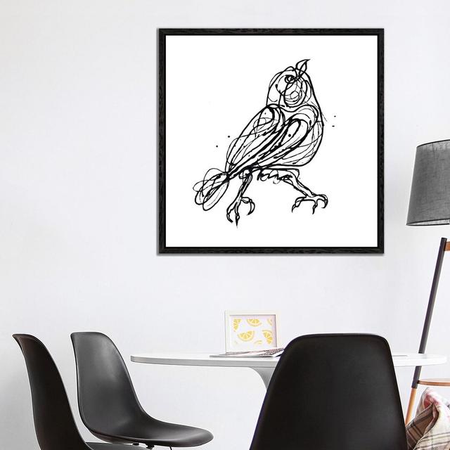 Chin Up - Cute Little Bird Jackson Pollock Style Drawing by OLena Art - Print on Canvas iCanvas Size: 93.98cm H x 93.98cm W x 3.81cm D, Format: Black on Productcaster.