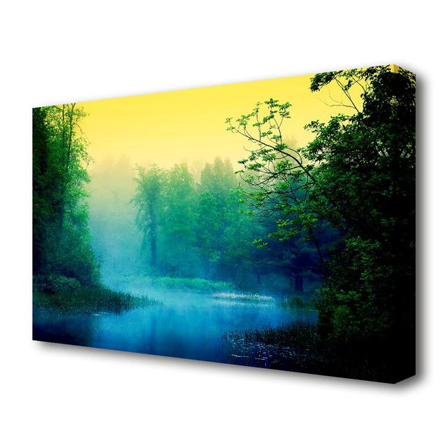 Lake in the Mist - Wrapped Canvas Photograph East Urban Home Size: 81.3 cm H x 121.9 cm W on Productcaster.