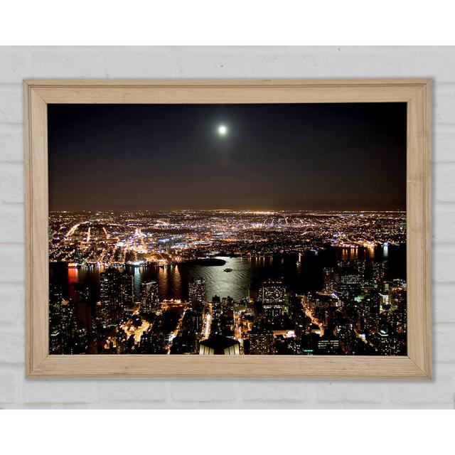 City Harbour Moonlight Framed Print Ebern Designs Size: 59.7cm H x 84.1cm W x 1.5cm D on Productcaster.