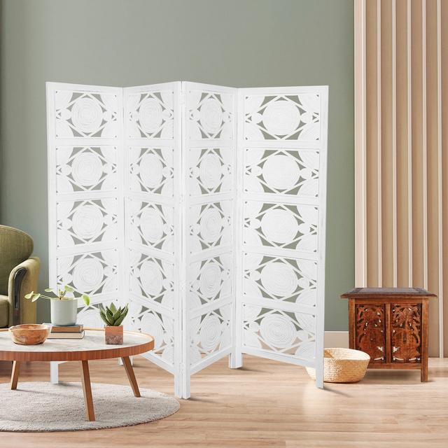 Bremmer 4 Panel Room Divider Bloomsbury Market Colour: White on Productcaster.