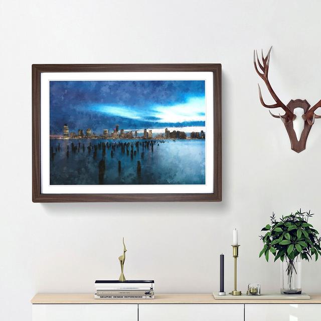 New Jersey Skyline - Picture Frame Graphic Art Print East Urban Home Size: 45cm H x 63cm W x 2cm D, Frame Option: Walnut Framed on Productcaster.