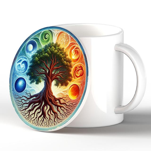 The Tree Of Life Spiritual Artwork On Ceramic Round Coaster East Urban Home on Productcaster.