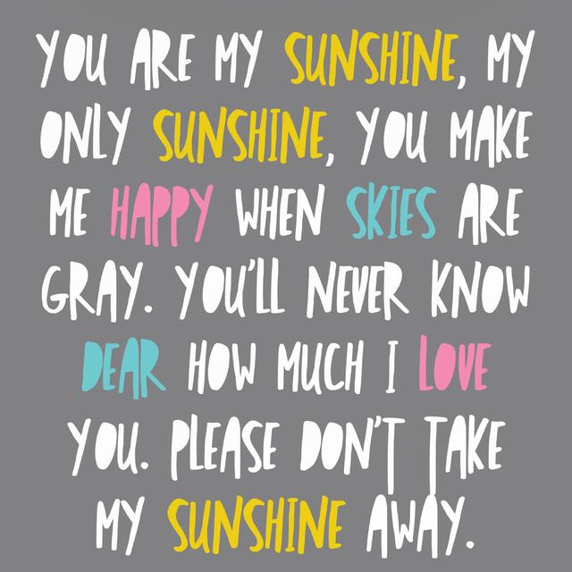 You Are My Sunshine Lyrics On Gray Happy Larry Size: 122cm H x 122cm W x 3.8cm D on Productcaster.