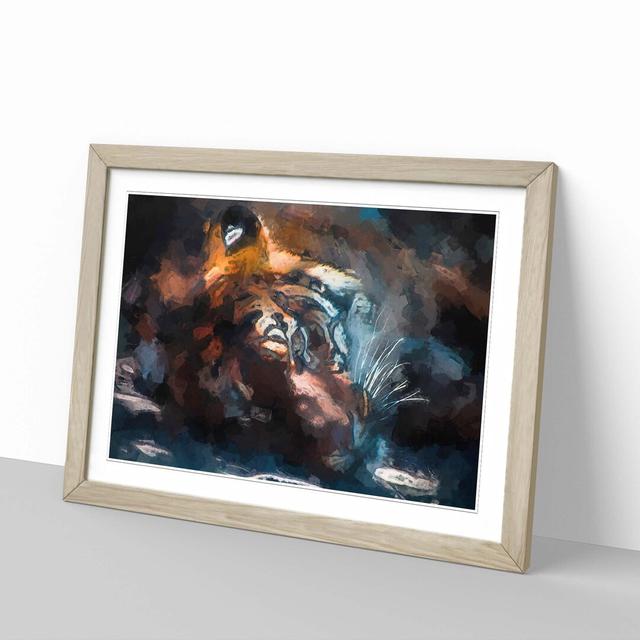 Tiger in the Shade in Abstract - Picture Frame Graphic Art Print on MDF East Urban Home Frame Option: Oak, Size: 35cm H x 50cm W x 2cm D on Productcaster.