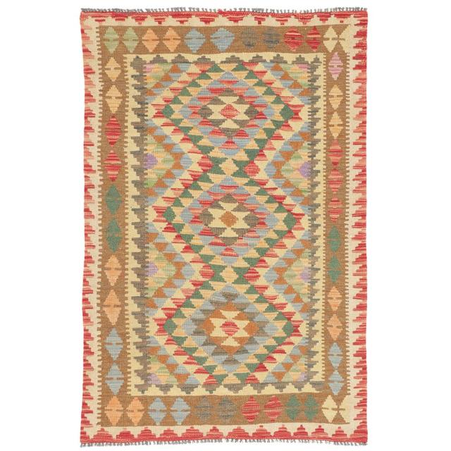 Mariyah Handwoven Kilim Wool Red/Green Rug Carpetfine on Productcaster.