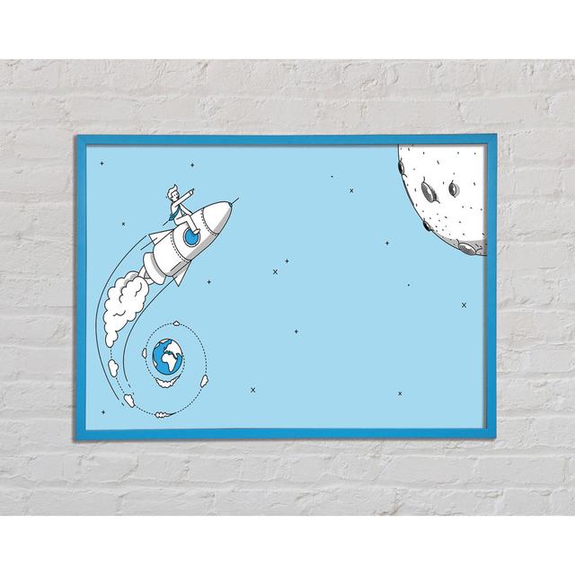 Rocket Ship to the Moon Space - Single Picture Frame Art Prints Isabelle & Max Size: 21cm H x 29.7cm W on Productcaster.