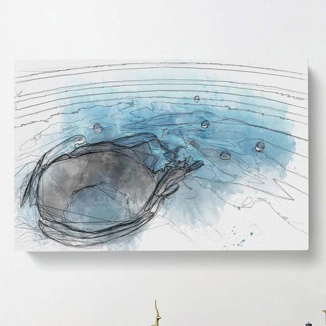 Splash of Water in a Lake in Abstract - Wrapped Canvas Drawing Print East Urban Home Size: 50cm H x 76cm W x 3cm D on Productcaster.